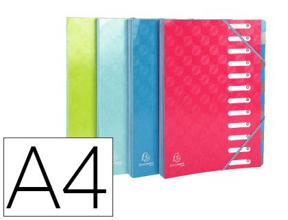 Pasta exacompta harmonika classificadora fole 12 departamentos com elasticos cartao compacto cores sortidas