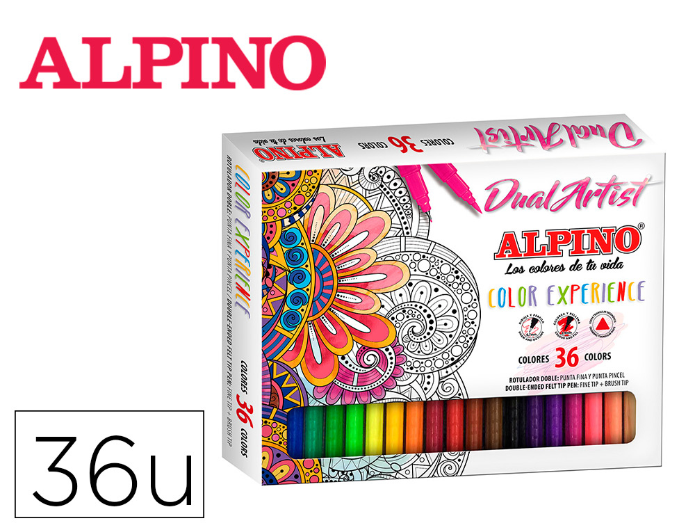 MARCADOR ALPINO COLOR EXPERIENCE CAIXA DE 36 MARCADORES TRIANGULARES CORES SORTIDAS