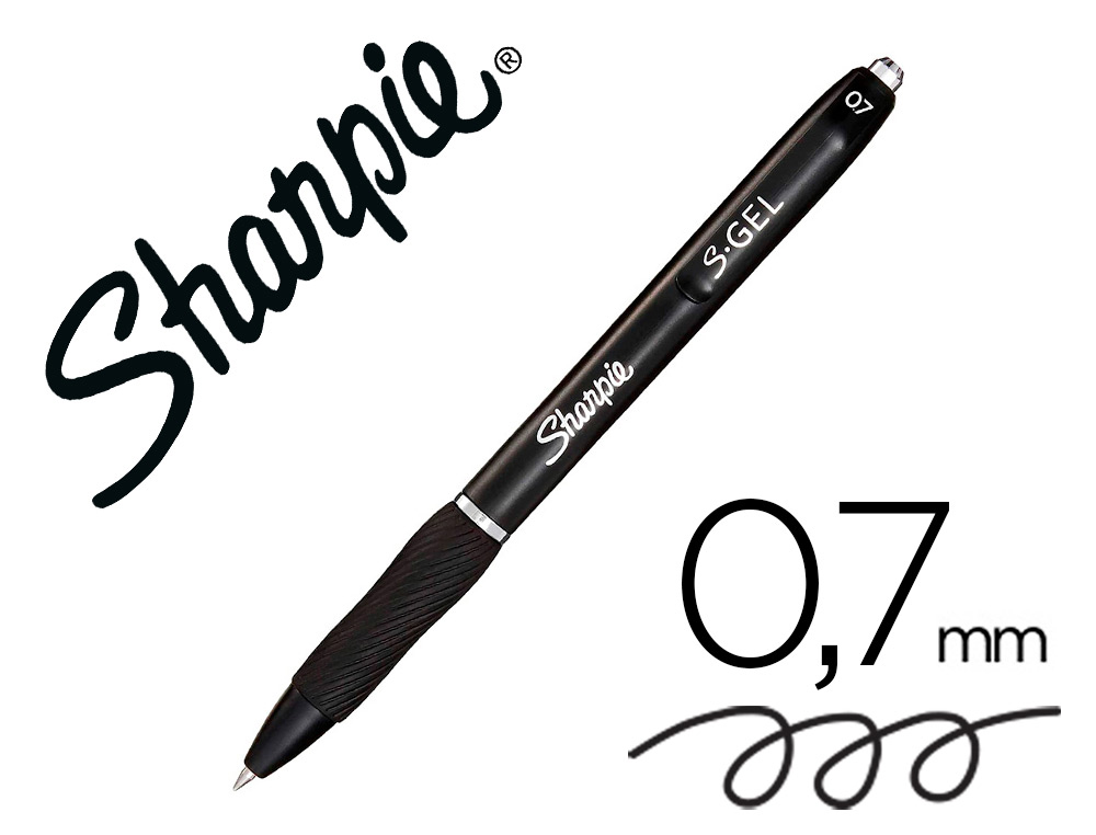 Esferografica sharpie retratil tinta gel ponta 0,7 mm cor preto