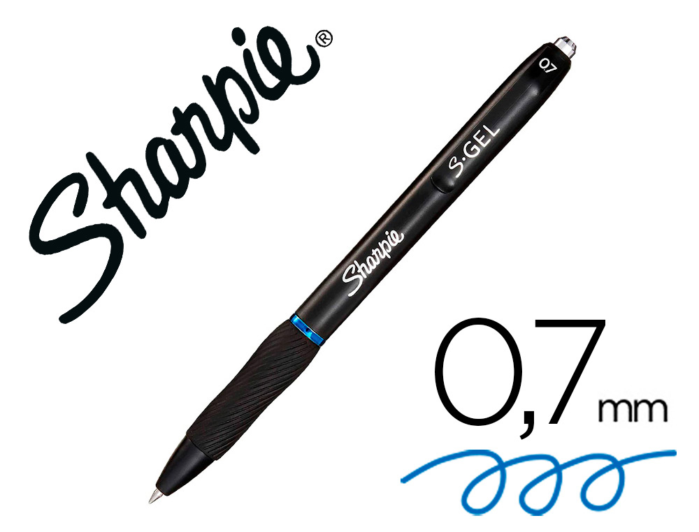 Esferografica sharpie retratil tinta gel ponta 0,7 mm cor azul