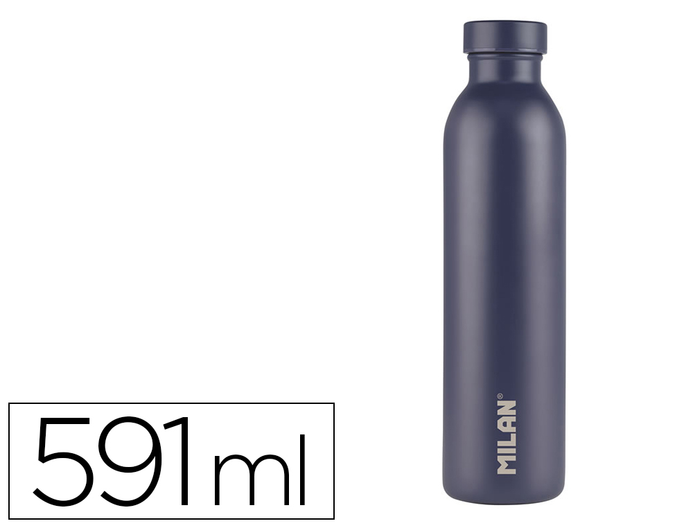 Garrafa milan aco inoxidavel termo cor azul marinho 591 ml