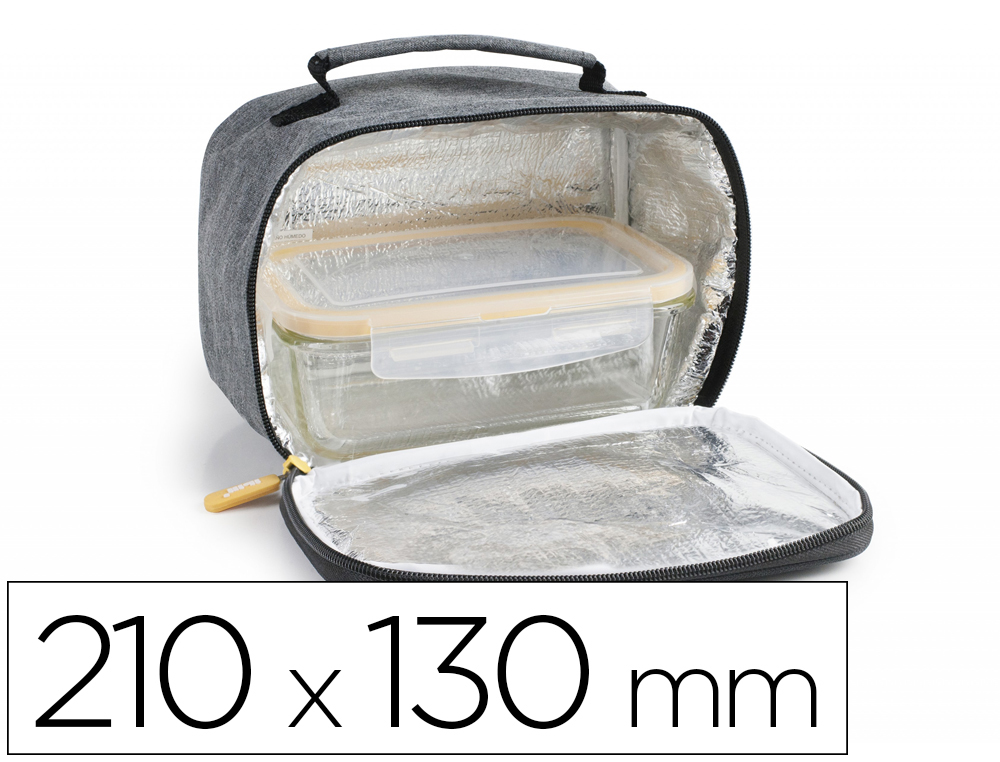 BOLSA PORTA ALIMENTOS IBILI TECIDO COM BOLSO EXTERIOR COR CINZA 850 ML 210X130 MM