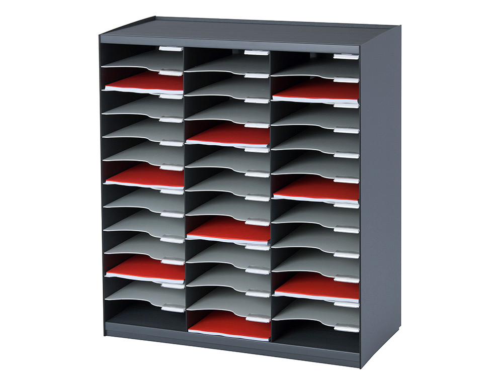 MODULO FAST-PAPERFLOW MONO-BLOCO COM 36 DIVISORIAS COR ANTRACITE/CINZA