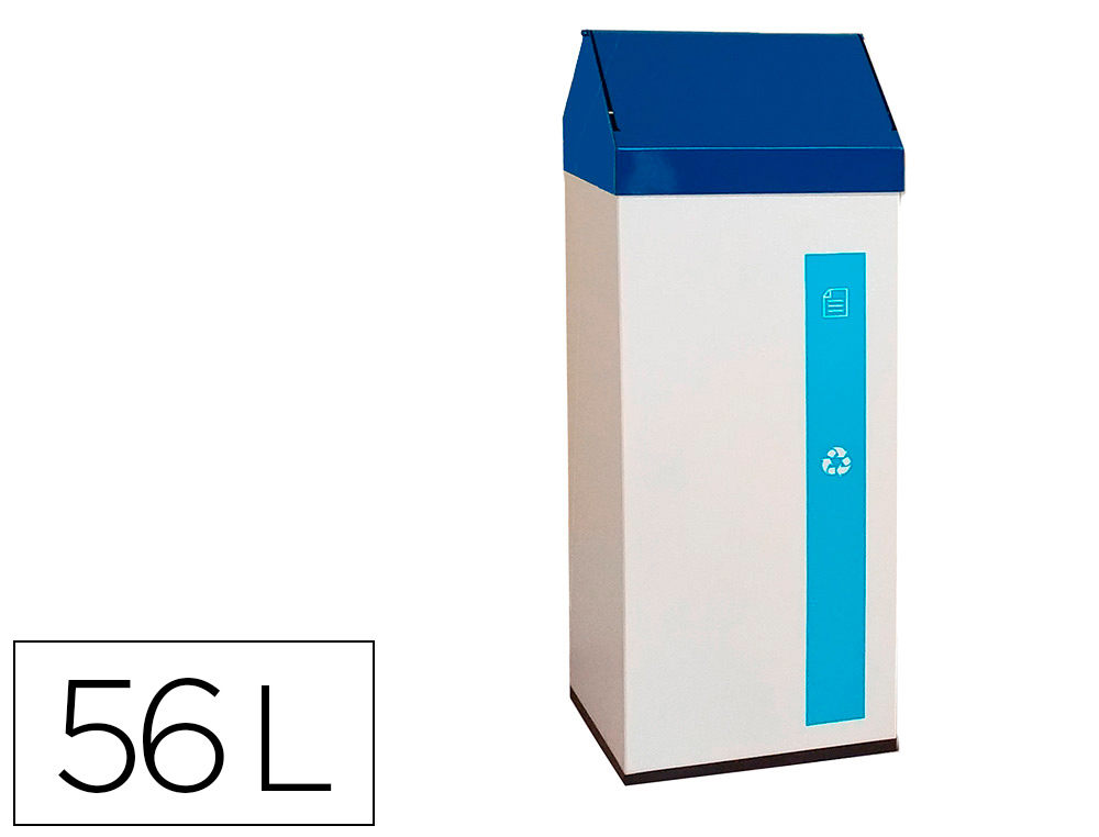 CESTO DE PAPEIS METALICO SIE PARA RECICLAGEM COM TAMPA DE BALANCO 56 LITROS 830X315X260 MM