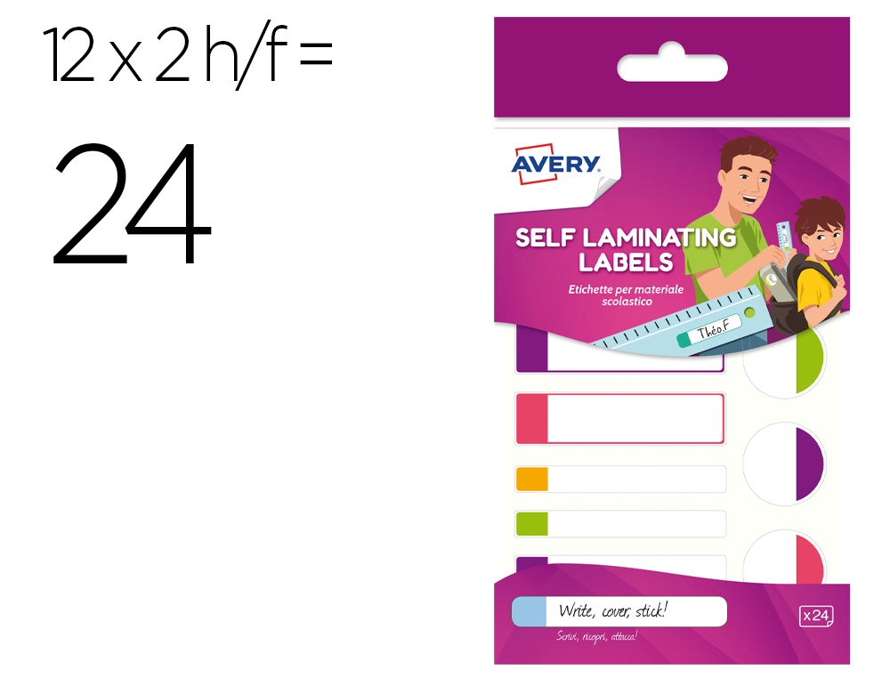 ETIQUETA ADESIVA AVERY PLASTIFICÁVEL CORES FLUORESCENTES BLISTER DE 30 UNIDADES