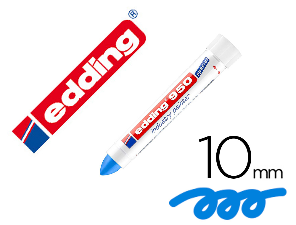 Marcador edding permanente 950 pasta opaca azul ponta redonda 10 mm para superficies oxidadas/rugosas