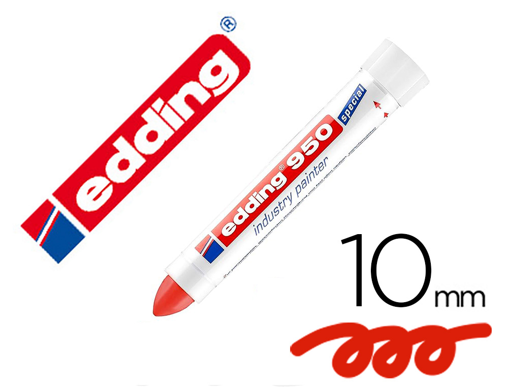 Marcador edding permanente 950 pasta opaca vermelho ponta redonda 10 mm para superficies oxidadas/rugosas