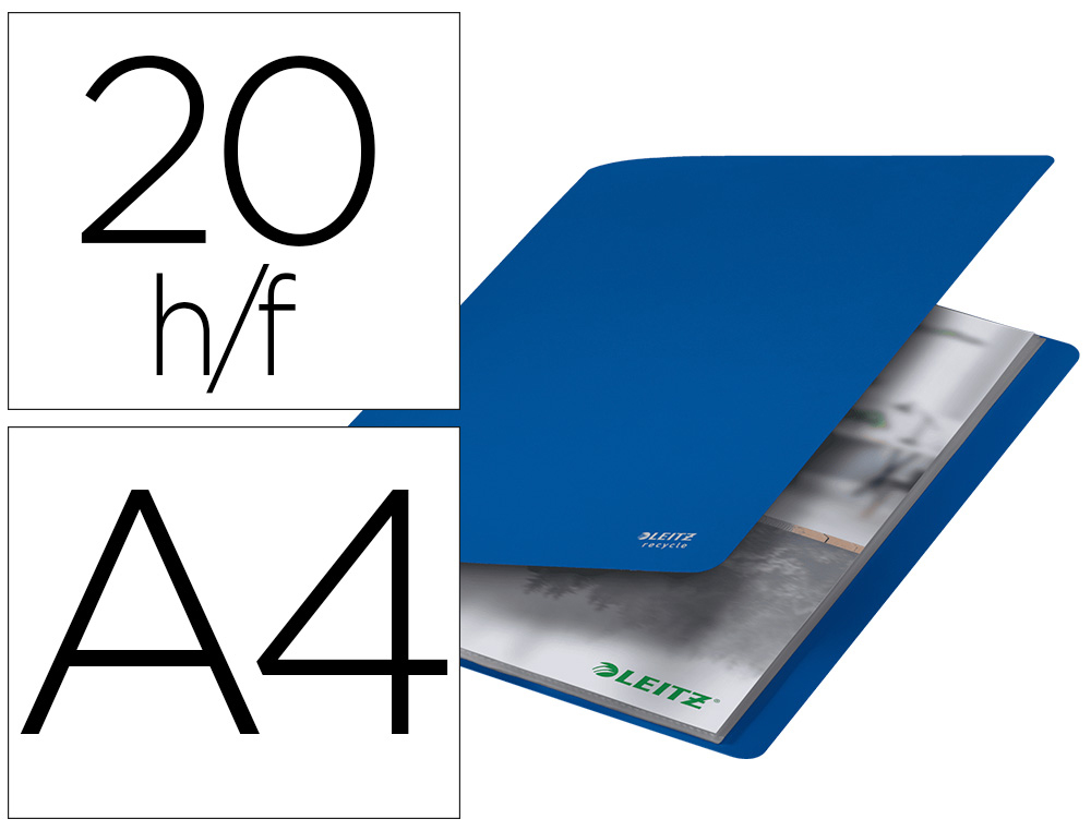 CAPA CATALOGO LEITZ RECYCLE DIN A4 20 BOLSAS POLIPROPILENO AZUL