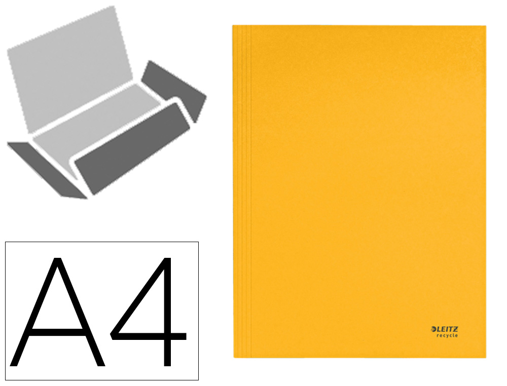 PASTA LEITZ RECYCLE ELASTICOS TRES ABAS DIN A4 CARTAO 100% RECICLAVEL AMARELO