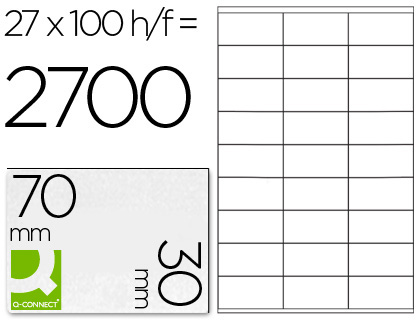Etiquetas adesivas q-connect din a4 70 x 30 mm