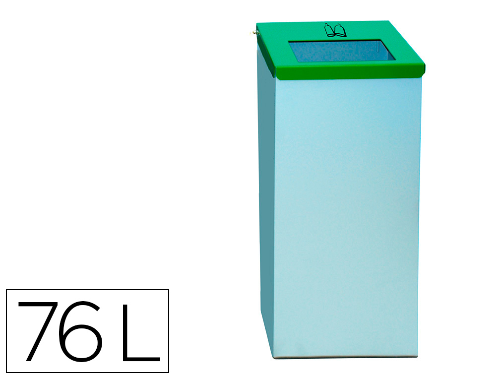 CONTENTOR CESTO RECICLAGEM COM TAMPA MOVEL E ARO INTERIOR CAPACIDADE 76 LITROS 81X36,5X26 CMS