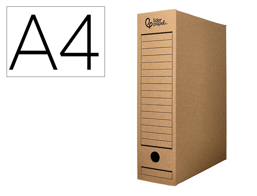 Caixa para arquivo morto liderpapel din a4 cartao reciclado 325 gr lombada 82 mm kraft 325x82x250 mm