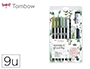 Conjunto watercoloring tombow greenery 9 pecas