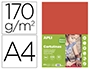 Cartolina apli din a4 170 gr vermelho embalagem de 50 folhas