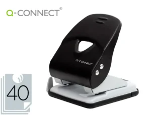 Furador q-connect kf14221 2 furos preto abertura 3,5 mm capacidade 40 folhas