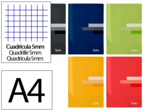 Caderno agrafado liderpapel scriptus din a4 48 f quadricula 5mm 90 gr com margem cores sortidos