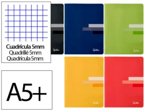 Caderno agrafado liderpapel scriptus din a5 48 f 90 gr quadricula 5mm com margem cores sortidos