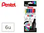 Marcador pentel de fibra pointliner 0,4 mm carteira de 6 unidades