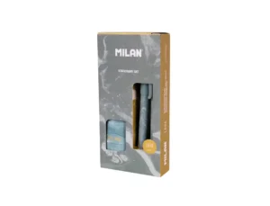 Set de escrita milan série lava esferográfica p1 + porta-minas pl1 0,5 mm + afia-lápis com borracha capsule