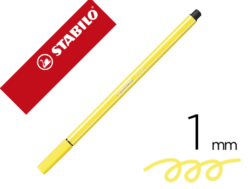 Marcador stabilo aguarelavel pen 68 amarelo limao 1 mm