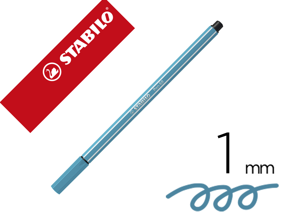 Marcador stabilo aguarelavel pen 68 azul cobalto 1 mm