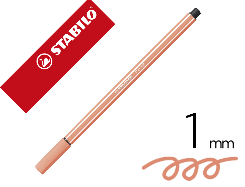 Marcador stabilo aguarelavel pen 68 pele claro 1 mm
