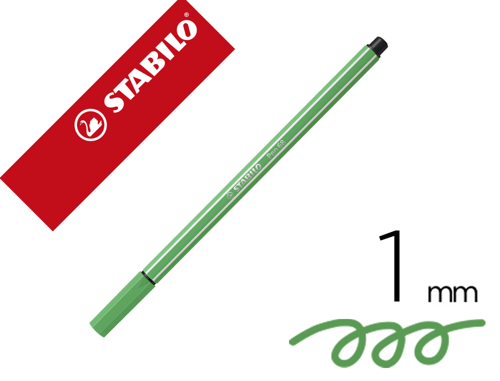 Marcador stabilo aguarelavel pen 68 esmeralda claro 1 mm