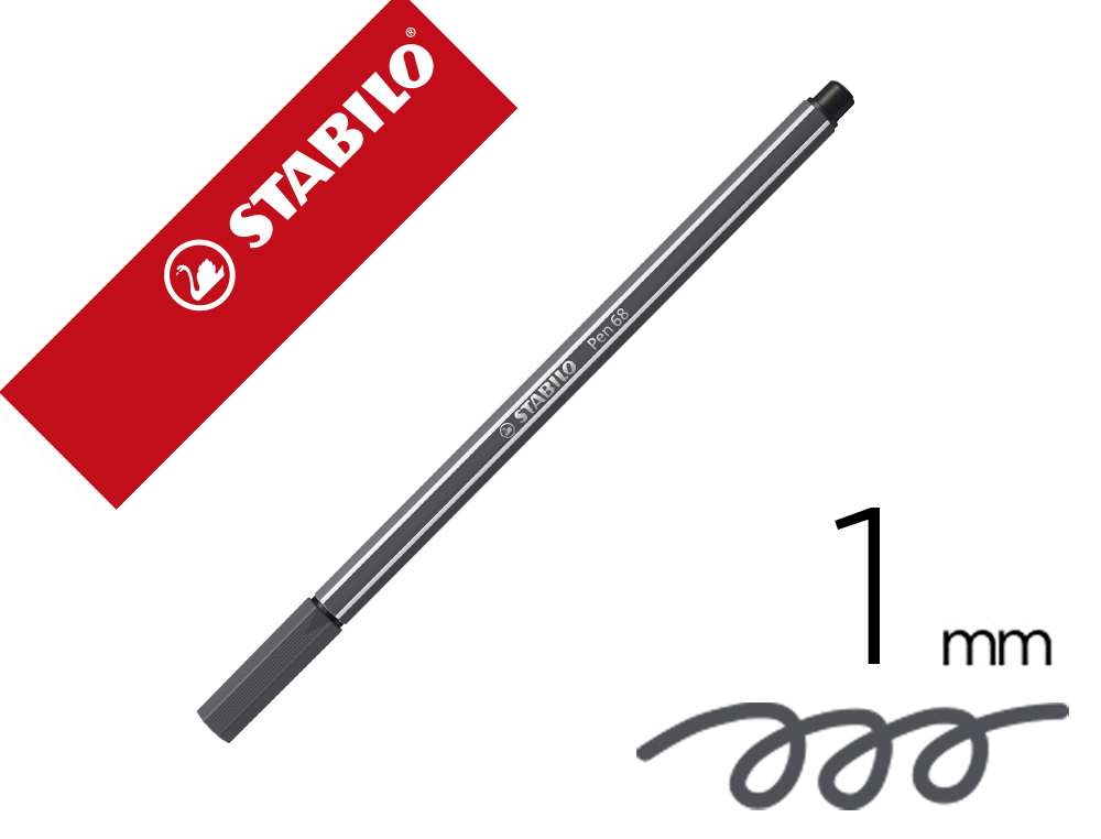 Marcador stabilo aguarelavel pen 68 cinza azulado intenso 1 mm