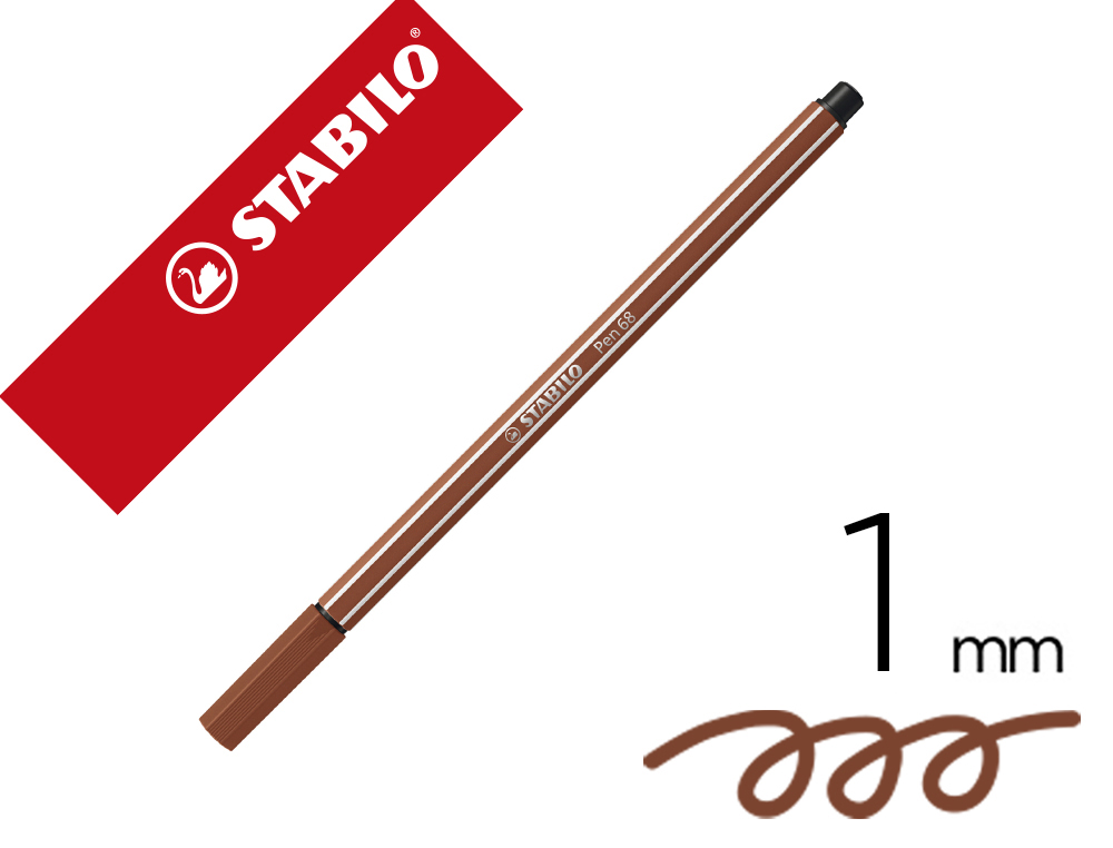 Marcador stabilo aguarelavel pen 68 sanguina 1 mm