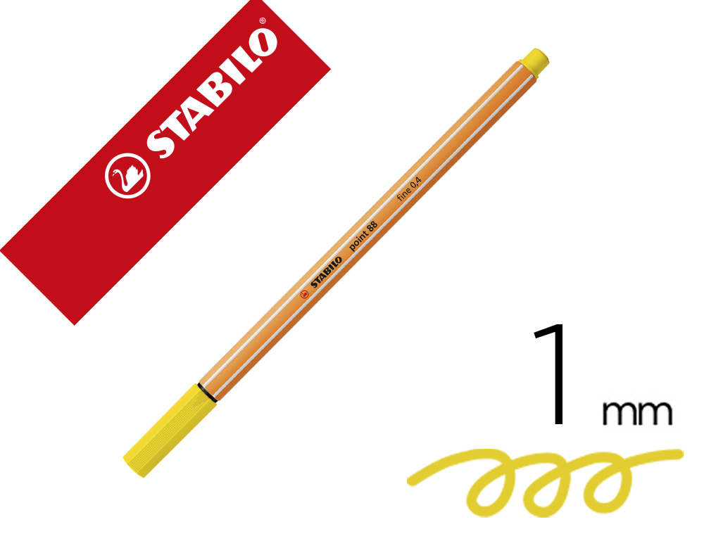 Marcador stabilo ponta de fibra point 88 amarelo limao 0,4 mm