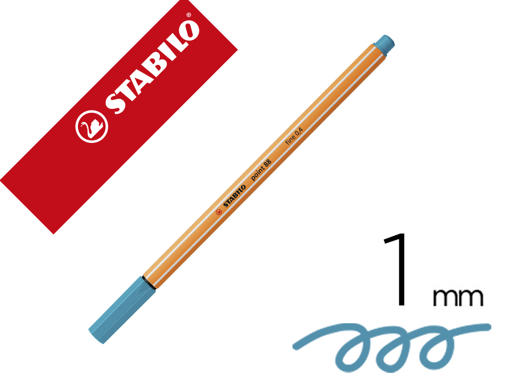Marcador stabilo ponta de fibra point 88 azul cobalto 0,4 mm
