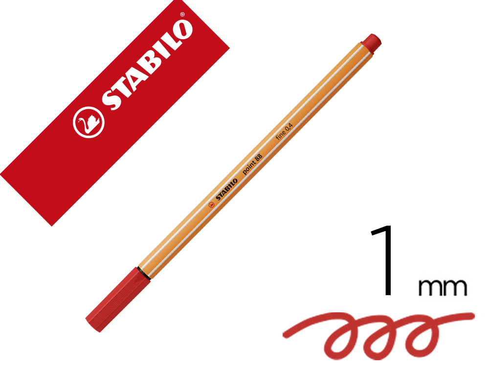Marcador stabilo ponta de fibra point 88 vermelhao 0,4 mm