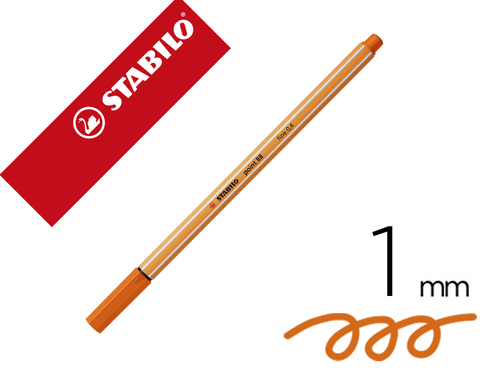 Marcador stabilo ponta de fibra point 88 vermelhao palido 0,4 mm