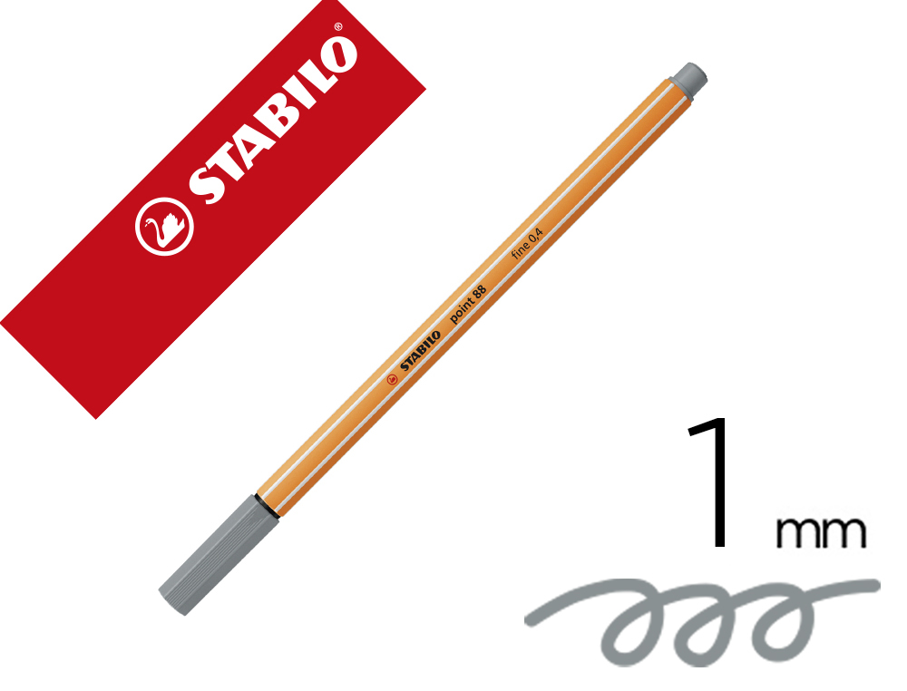 Marcador stabilo ponta de fibra point 88 cinza azulado claro 0,4 mm