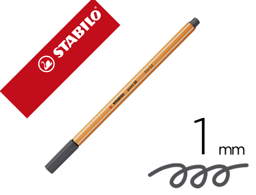 Marcador stabilo ponta de fibra point 88 cinza azulado intenso 0,4 mm