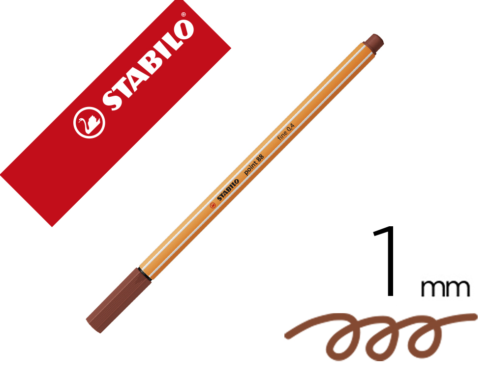 Marcador stabilo ponta de fibra point 88 siena tostado 0,4 mm
