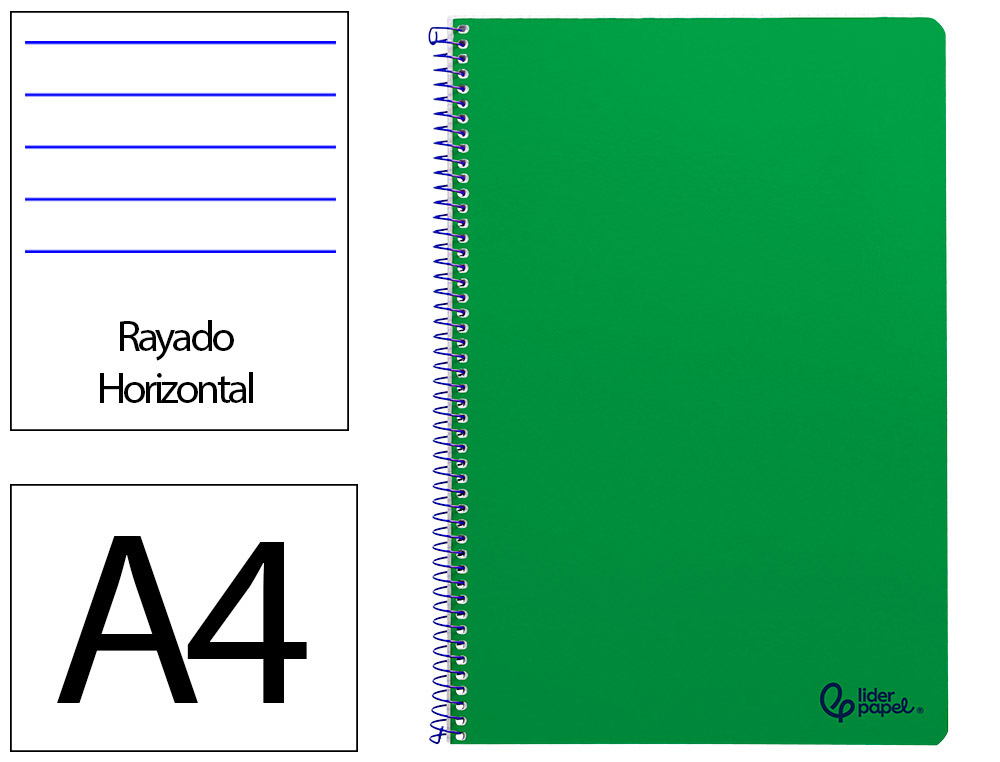 Caderno espiral liderpapel smart din a4 capa suave 80 f 75gr pautado com margem cor verde