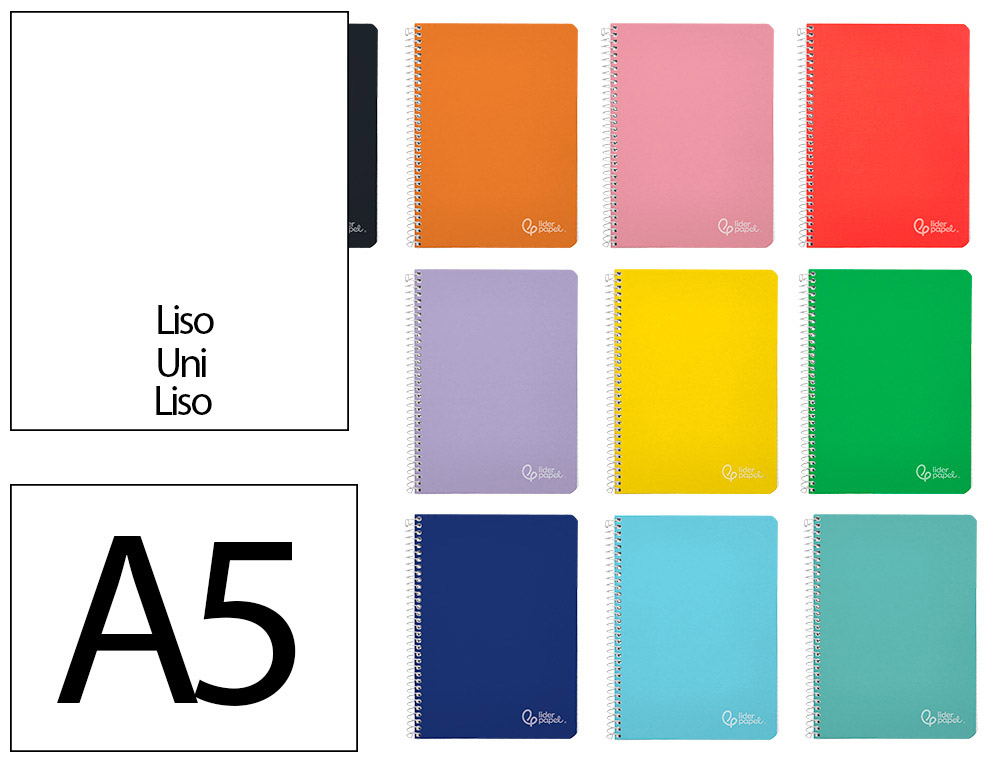 Caderno espiral liderpapel din a5 witty capa dura 80 f 90 gr liso sem margem cores sortidas