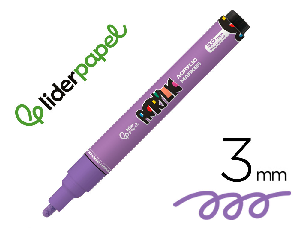 Marcador liderpapel acrylic base agua todo tipo de superficie ponta redonda 3 mm malva