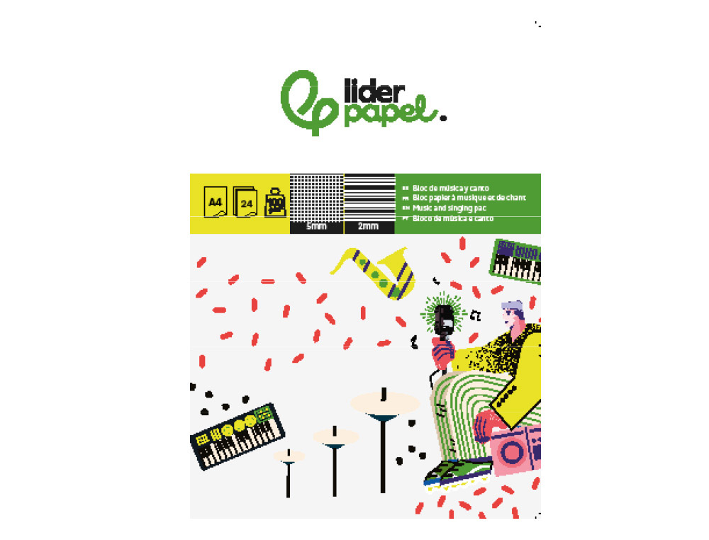 Bloco musica e canto liderpapel pentagrama pautado 2 mm quadricula 5mm din a4 24 folhas 100 gr