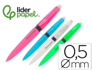 Lapiseira Liderpapel Coleção 2 com fole e borracha, 0,5 mm (cores sortidas soft touch)