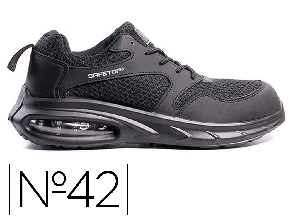 Sapatos de segurança Safetop Duttio microfibra transpirável sola PU bidensidade S1PL SR FO preto - Image 2