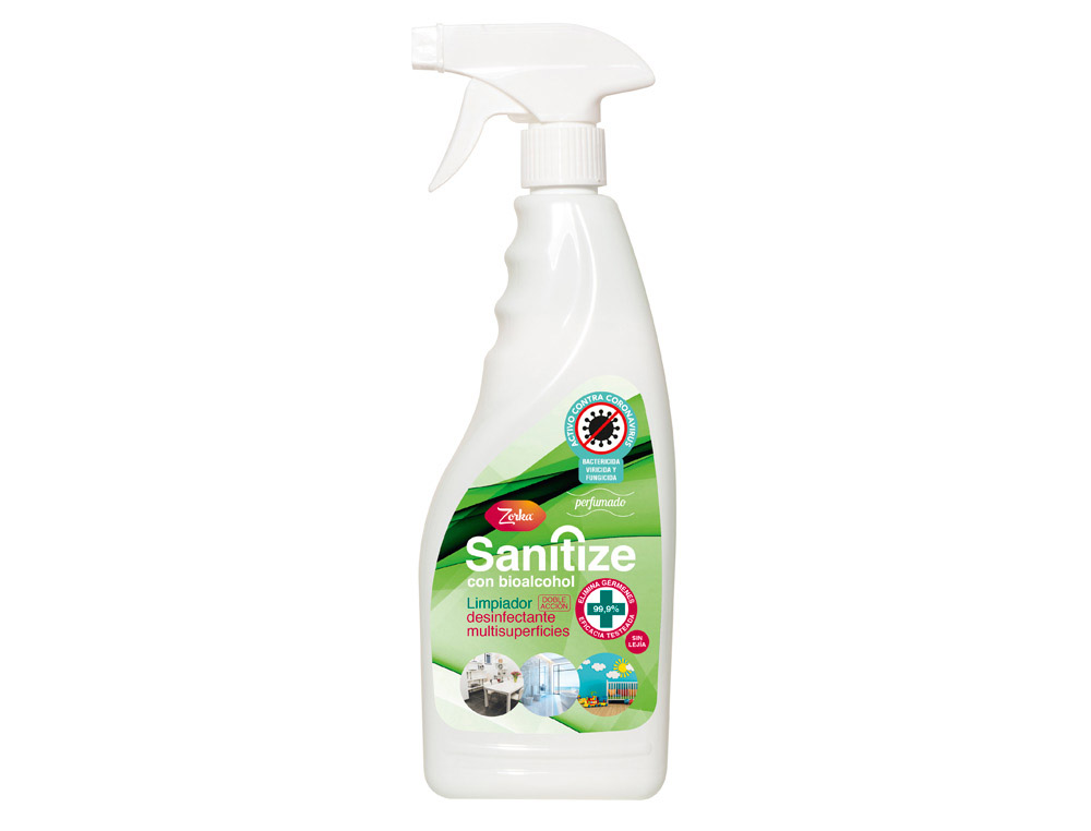 Limpador desinfetante Zorka com bioálcool com pistola pulverizadora 750 ml