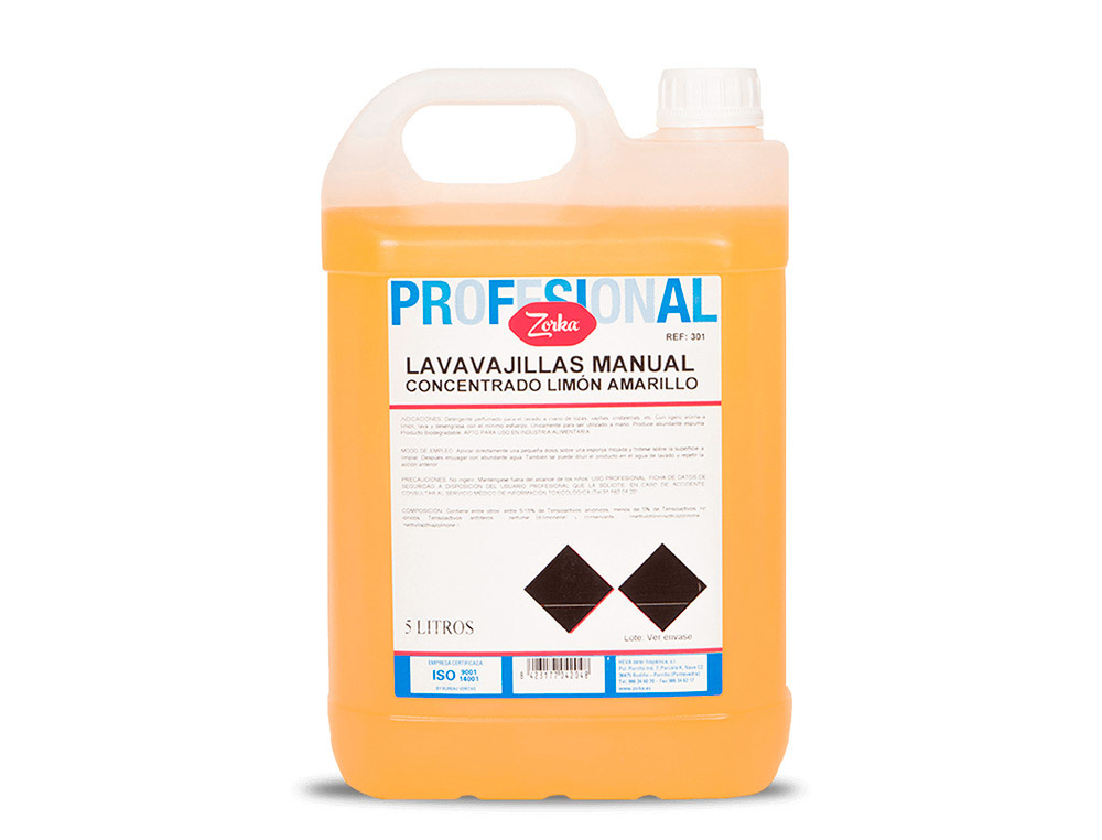 Lava-loiça manual Zorka concentrado limão amarelo garrafa 5 litros