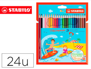 Lapis de cor stabilo aquacolor aguarelaveis estojo cartao de 24 cores sortidas