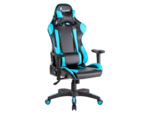 Cadeira rocada gaming profissional bracos regulaveis mecanismo basculante imitacao de pele preto/azul 560x535x1380 mm