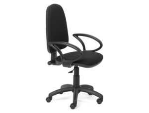 Cadeira rocada escritorio bracos fixos base nylon encosto assento tecido anti fogo preto 610x610x1000-1050 mm