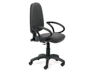 Cadeira rocada escritorio bracos fixos base nylon encosto assento tecido anti fogo cinza 610x610x1000-1050 mm