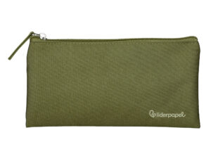 Estojo escolar liderpapel plano largo um fecho 200x100 mm verde militar