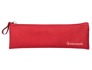 Estojo escolar liderpapel plano estreito um fecho 200x60 mm vermelho